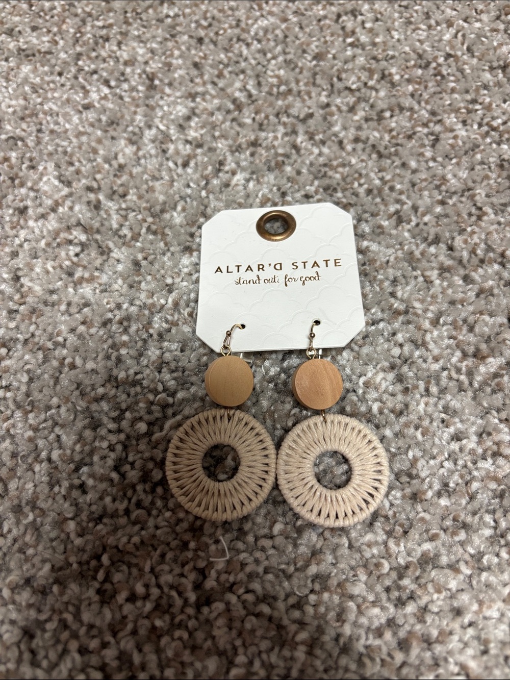 Altar'd State Neutral Woven Circle Drop Earrings